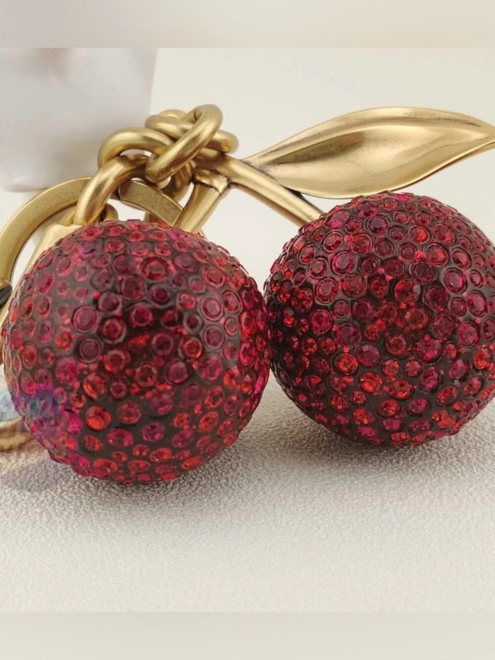 Gold Crystal Cherry  Bag Charm